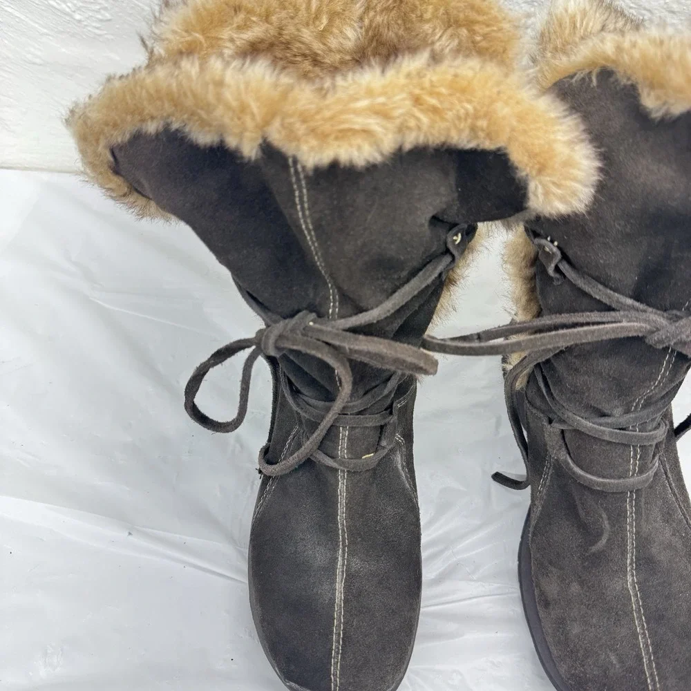 Ruff Hewn Women's Brown Faux Fur Lined Leather Boots Size 8 M‎